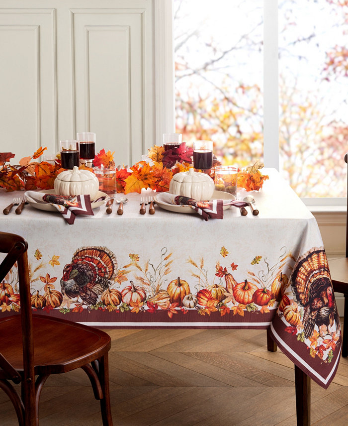 Elrene Autumn Heritage Turkey Engineered Tablecloth 60 x 144