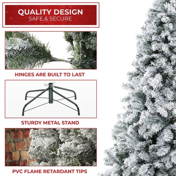 6FT Realistic SnowFlocked Pine Artificial Holiday Christmas Tree