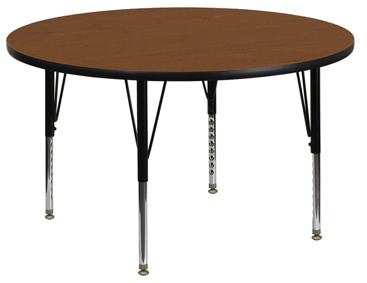 48  x27 x27Round Oak Hp Laminate Activity Table Height Adjustable Short Legs   Contemporary   Coffee Tables   by Buildcom  Houzz