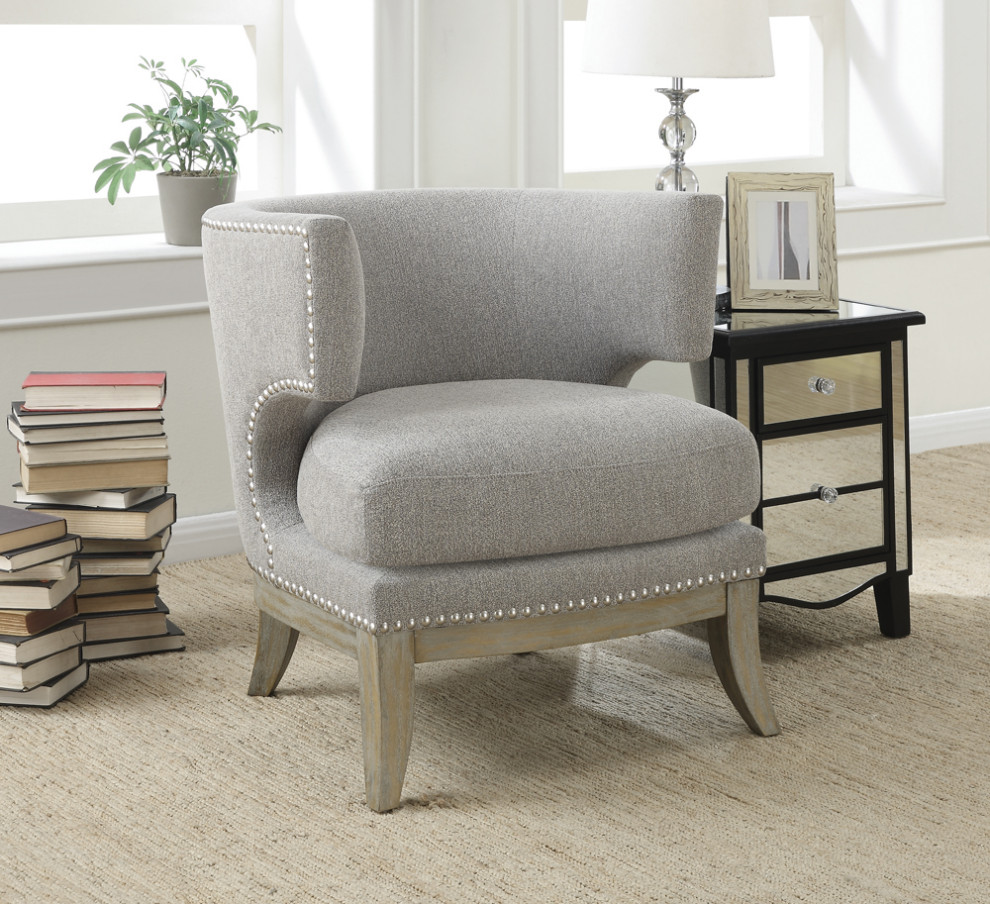 Jordan Dominic Barrel Back Accent Chair Grey and Weathered Grey   Modern   Armchairs And Accent Chairs   by Modon  Houzz