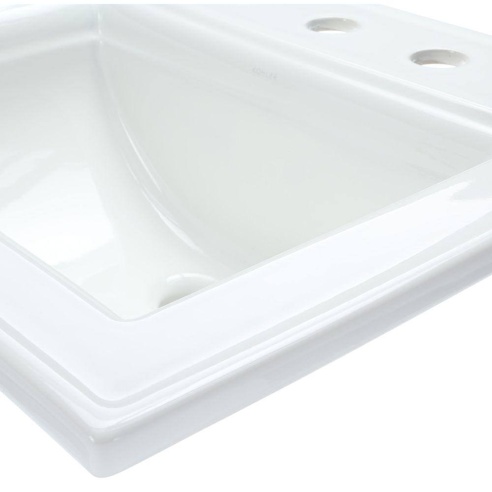 KOHLER Memoirs Stately Drop-In Vitreous China Bathroom Sink in White with Overflow Drain K-2337-8-0