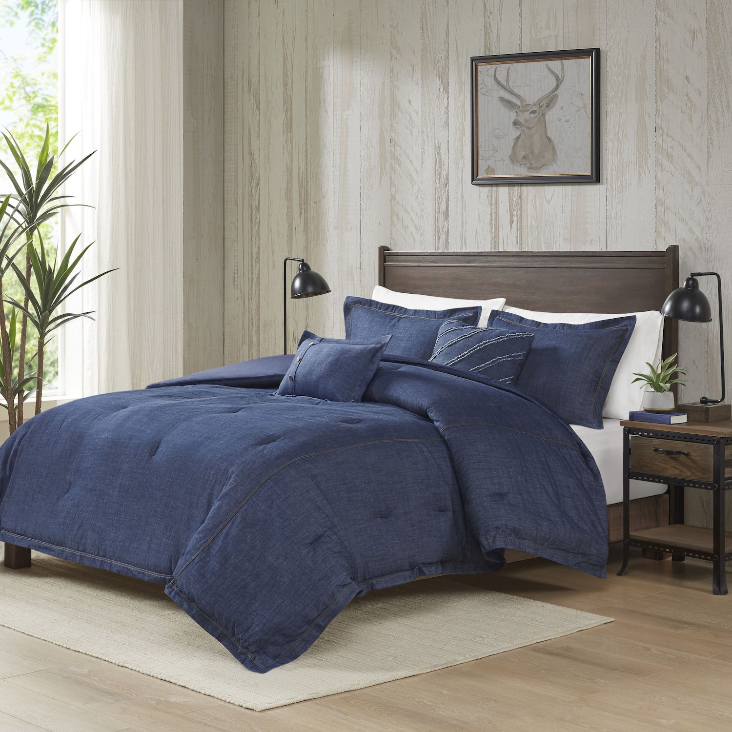 Woolrich Perry Oversized Denim Cotton Comforter Set with Throw Pillows