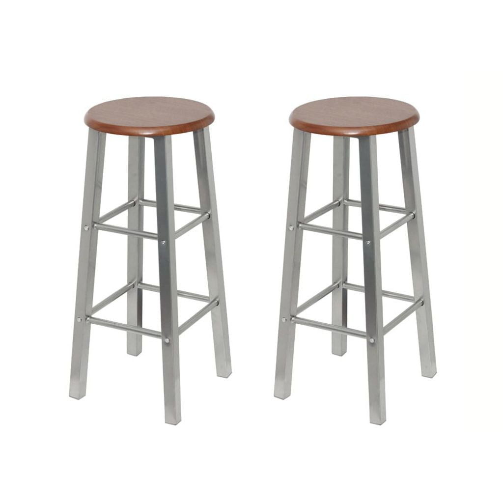 Lixada Bar Stools 2 pcs Metal with MDF Seat