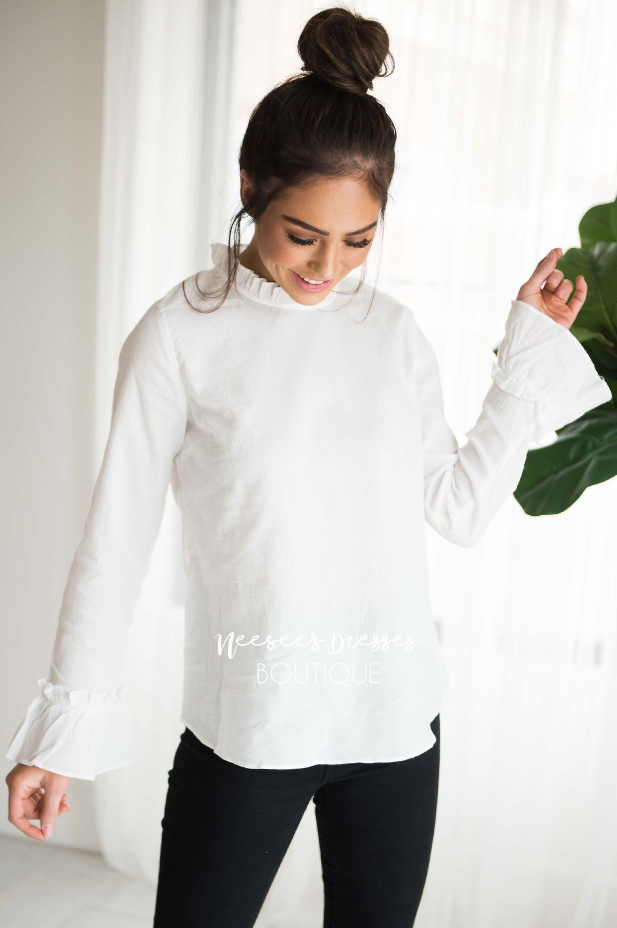 Keep It Simple Ruffled Mock Neck Top