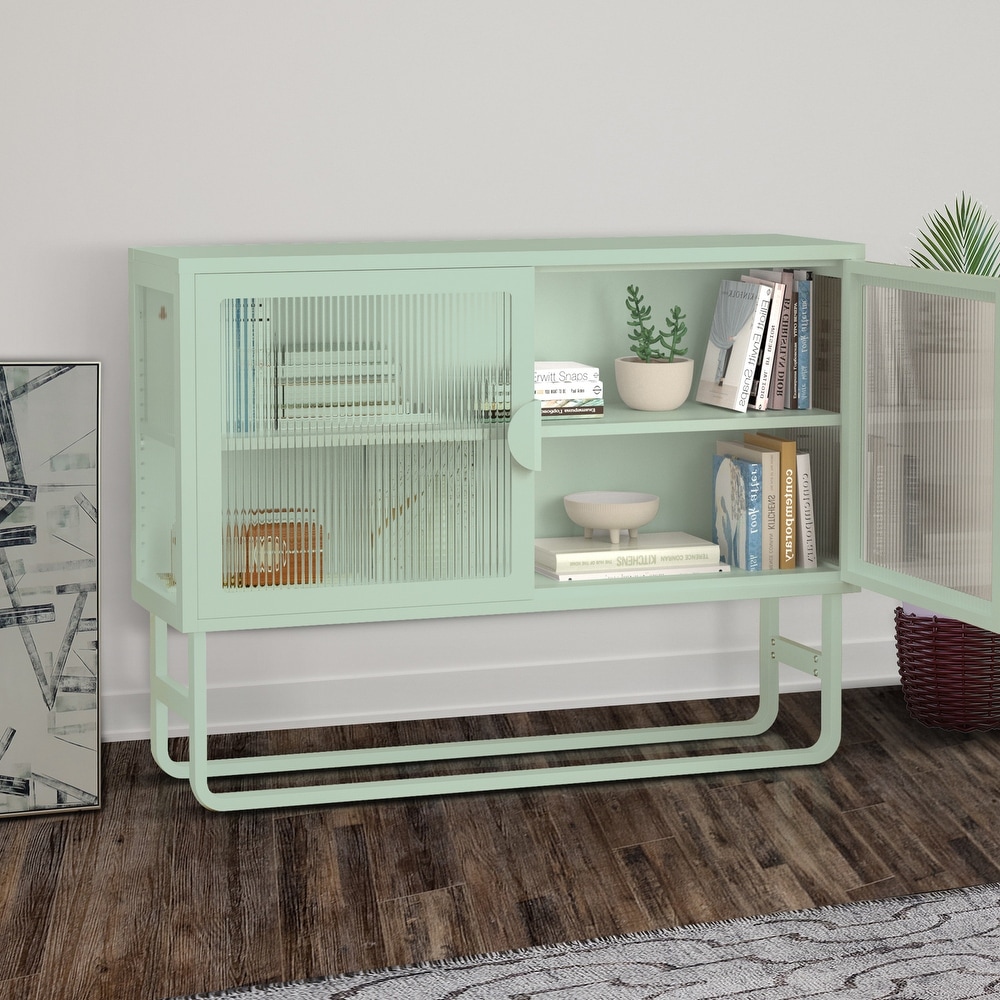 Storage Cabinet with 2 Glass Doors and Shelf