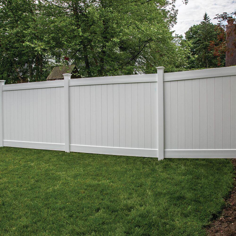 Veranda Acadia 6 ft. x 8 ft. White Vinyl Privacy Fence Panel Kit 73013794