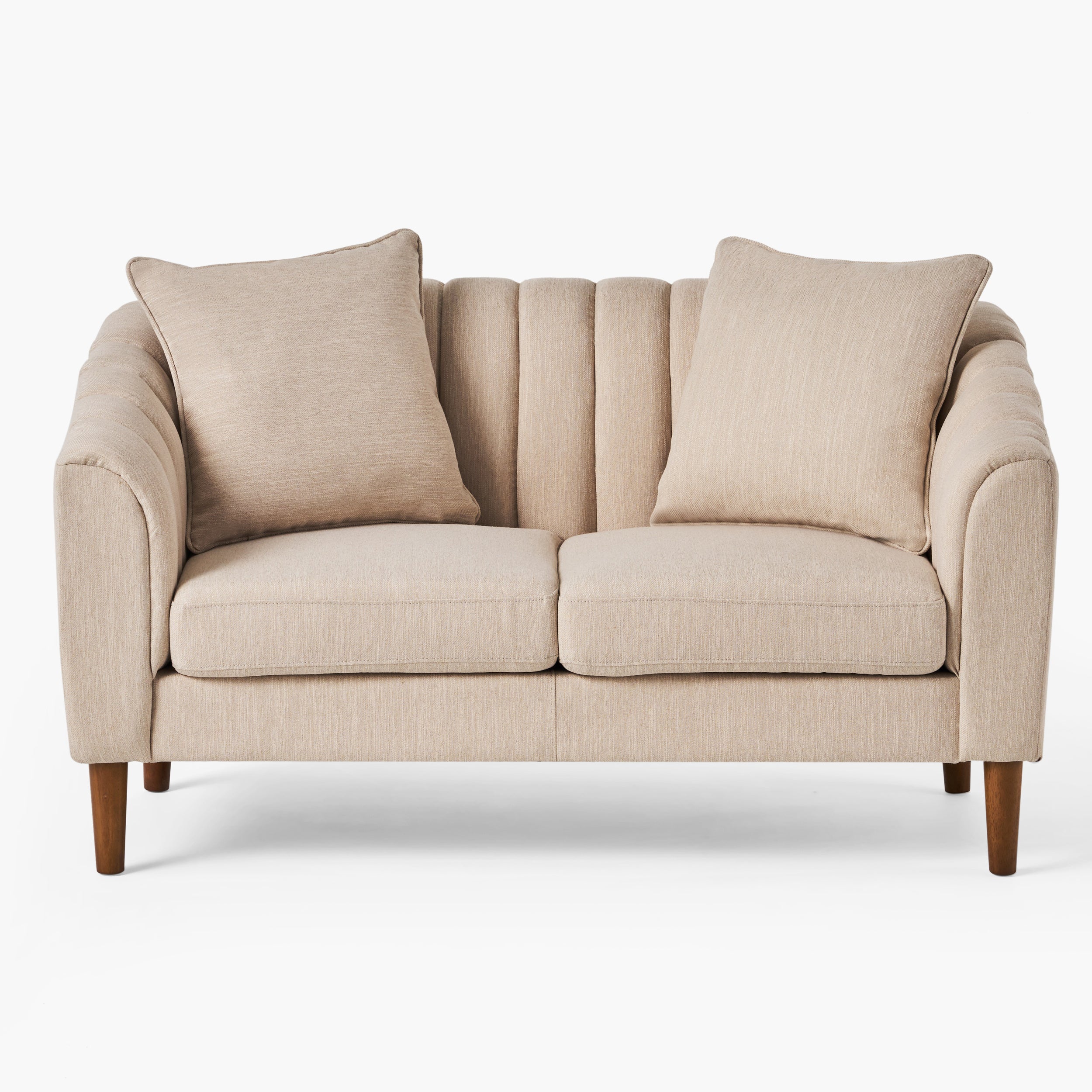 Reham Contemporary Channel Stitched Fabric Loveseat