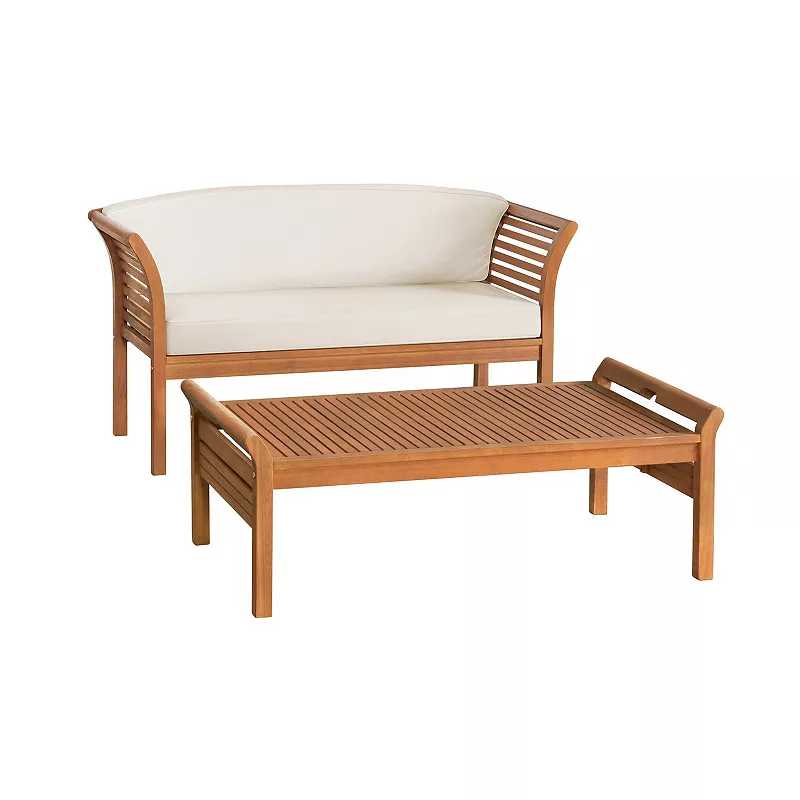 Alaterre Furniture Stamford Outdoor Bench and Coffee Table 2-piece Set