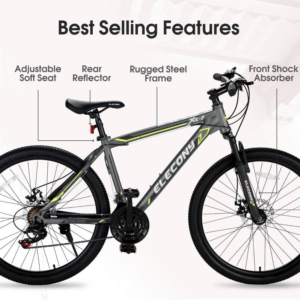 24 in. Aluminum Adult Mountain Bike with 21 Speed Gray CUU110649714