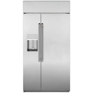 Cafe 24.5 cu. ft. Smart Built-In Side by Side Refrigerator with Hands Free Autofill Dispenser in Stainless Steel CSB42YP2NS1