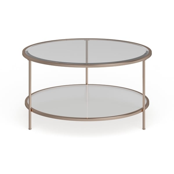 SEI Furniture Grant Gold Copper Round Coffee Table with Storage