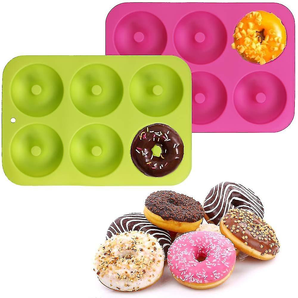 Silicone Doughnut Pan， 6 Cavity Non-stick Silicone Doughnut Mold For Doughnuts， Bagels - Set Of 4