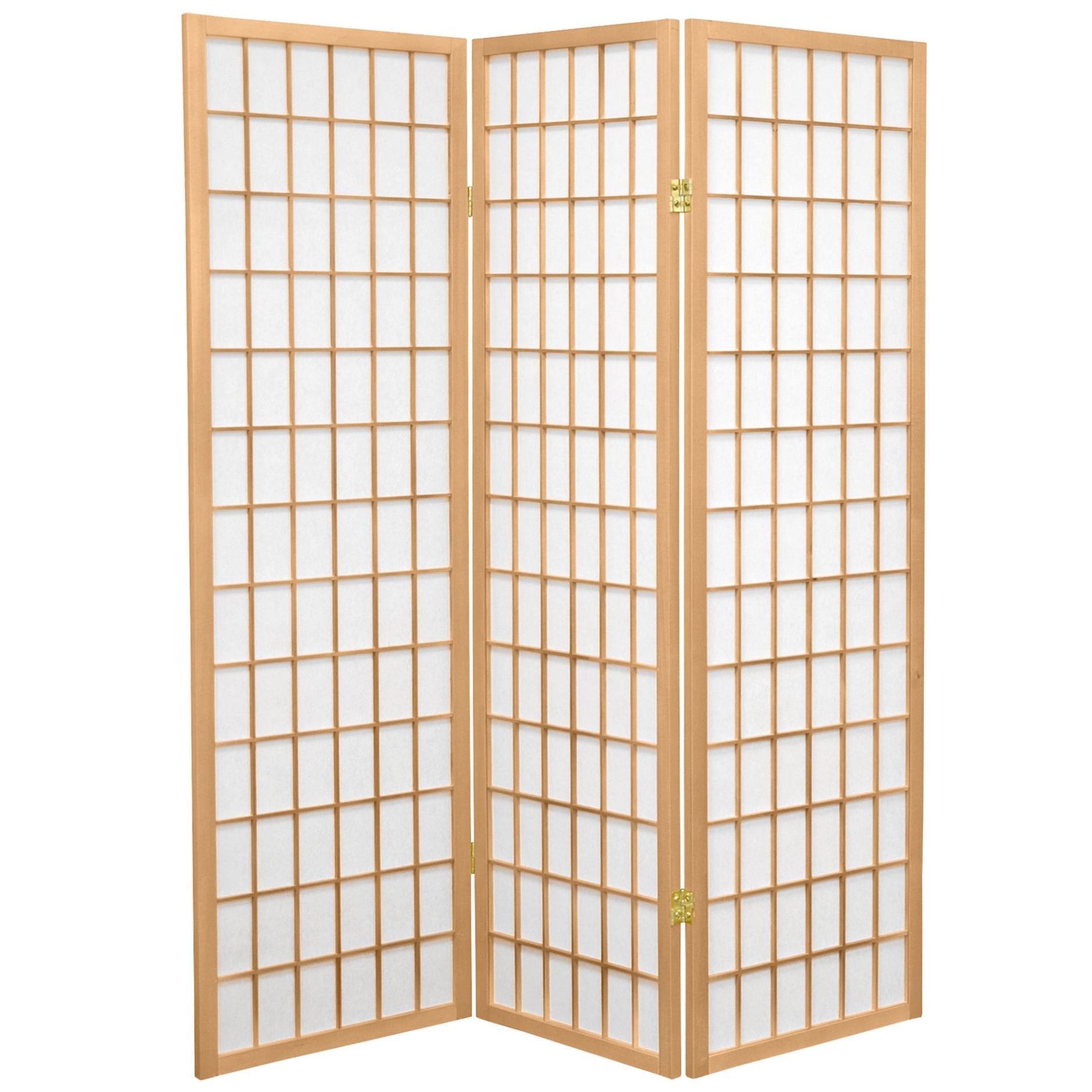 Oriental Furniture 5 Ft Tall Window Pane Shoji Screen, Natural color, 3 panel