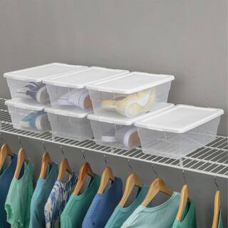 Sterilite 6 Qt. Plastic Storage Container Bin Snap Close White Lid in Clear (12 Pack) 12 X 16428012