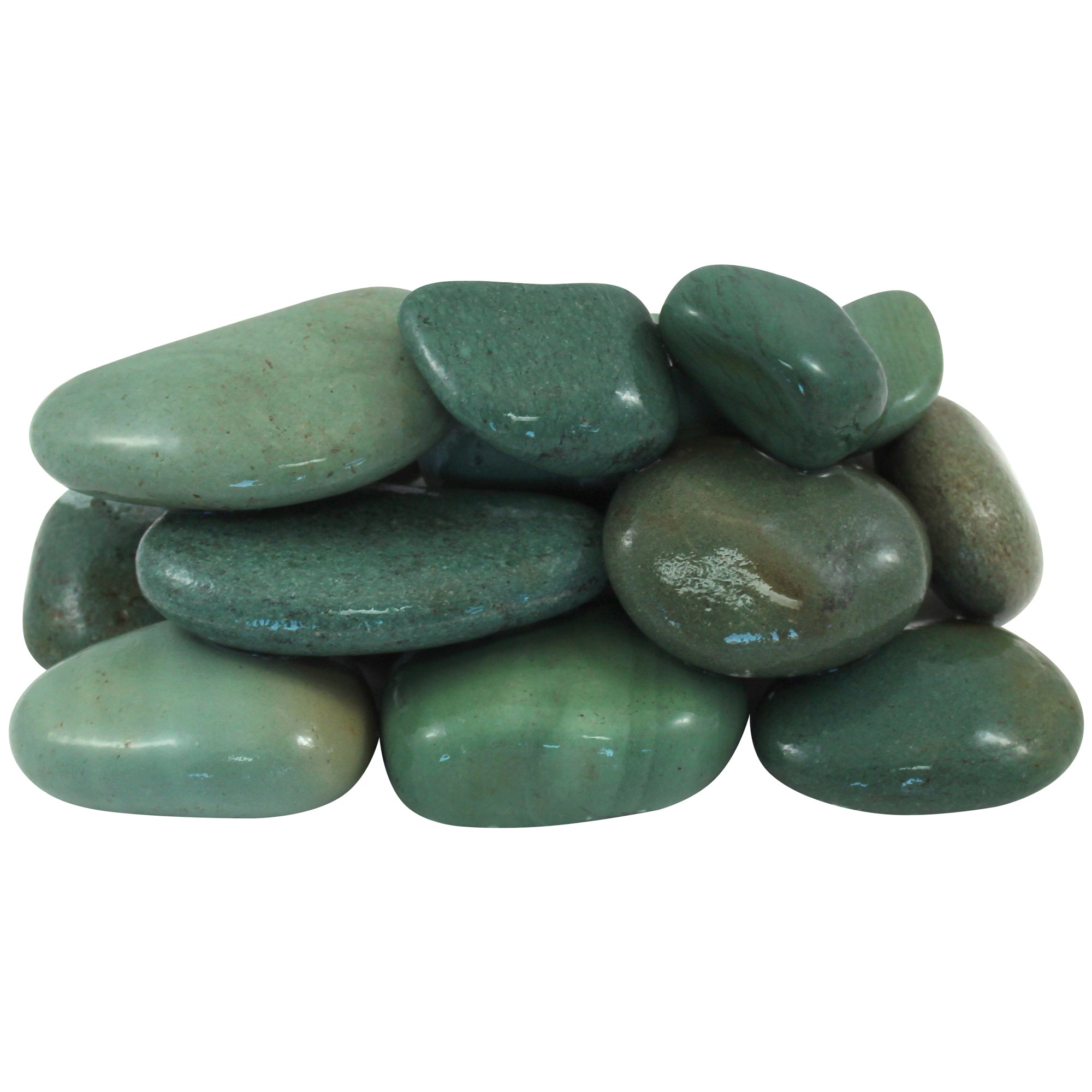 Rainforest Outdoor Decorative Natural Stone, Beach Pebbles, Green, 2-3", 1620lbs.