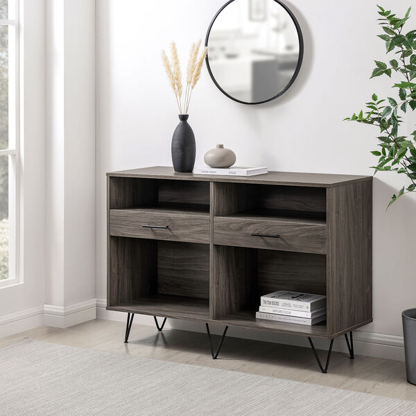 Croft Slate Gray Hairpin Leg Two-Drawer Entry Console