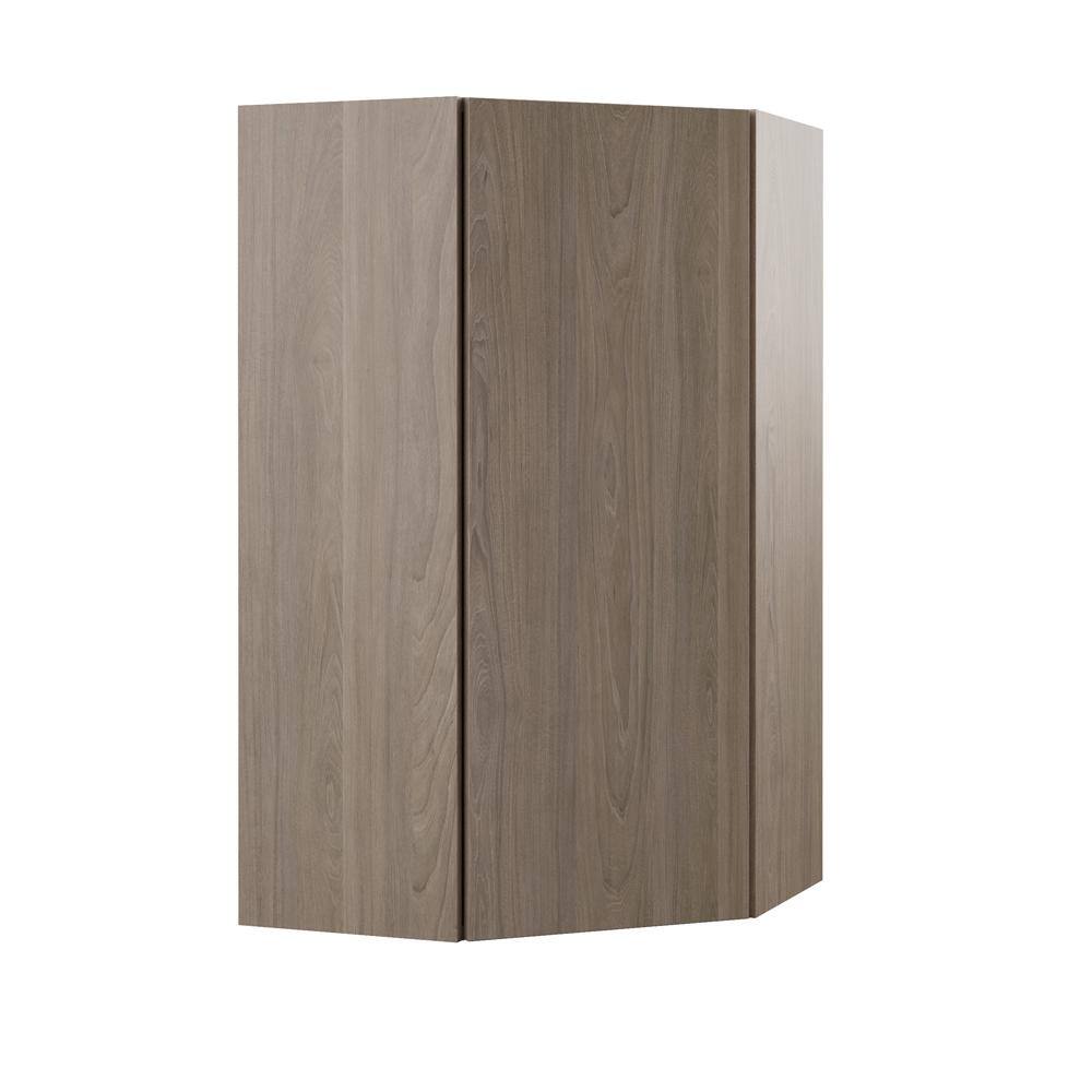 Hampton Bay Designer Series Edgeley Assembled 24x42x12.25 in. Diagonal Wall Kitchen Cabinet in Driftwood WC2442-EDDW