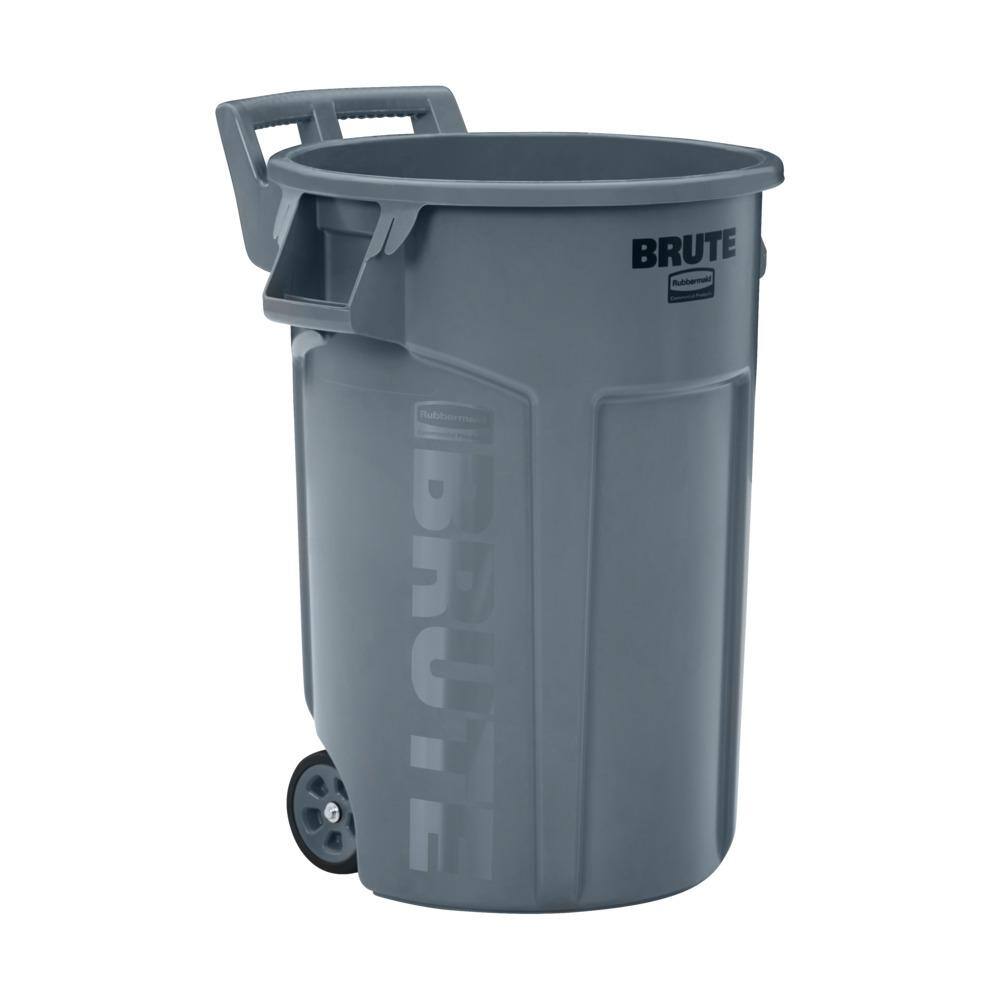 Rubbermaid Commercial Products Brute 32 Gal. Grey Round Vented Wheeled Trash Can 2179402