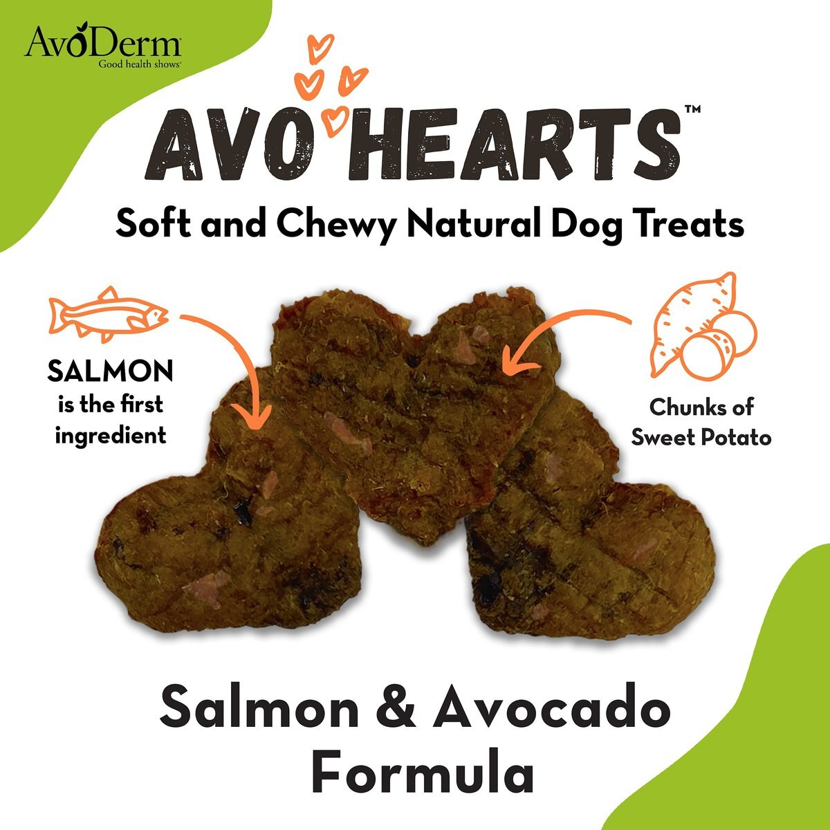 AvoDerm AvoHearts Salmon and Avocado Formula Dog Treats， 5-oz bag