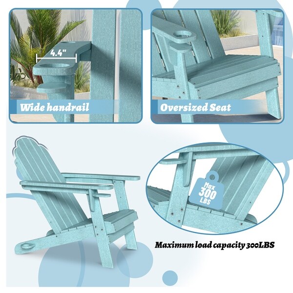 Casainc Traditional Curveback Plastic Patio Adirondack Chair with Cup Holder and umbrella holder Outdoor