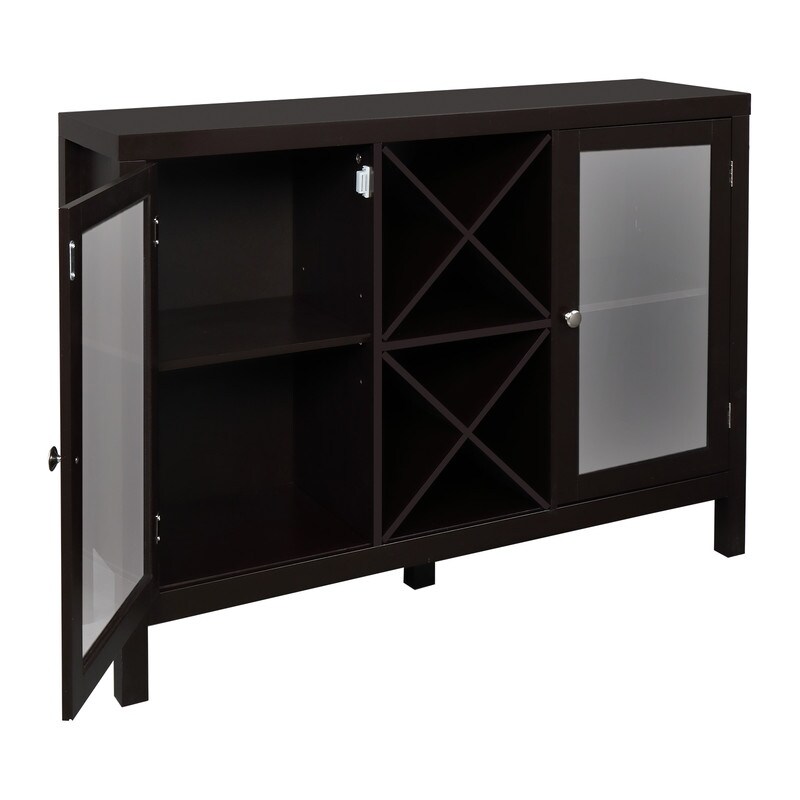 Transparent Double Door Sideboard Entrance Cabinet with X shaped Wine Rack