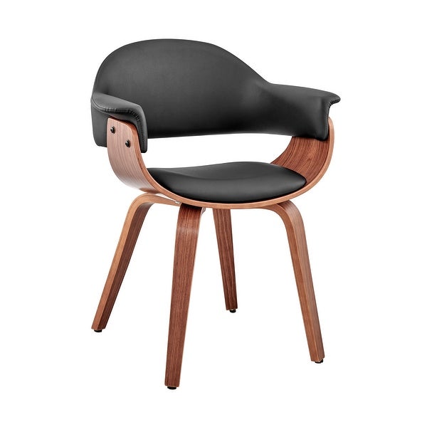 Leatherette Dining Chair with Curved Seat， Black and Brown