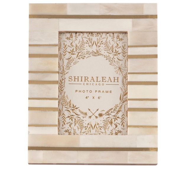 Shiraleah Portofino Bone And Brass 4x6 Picture Frame Ivory