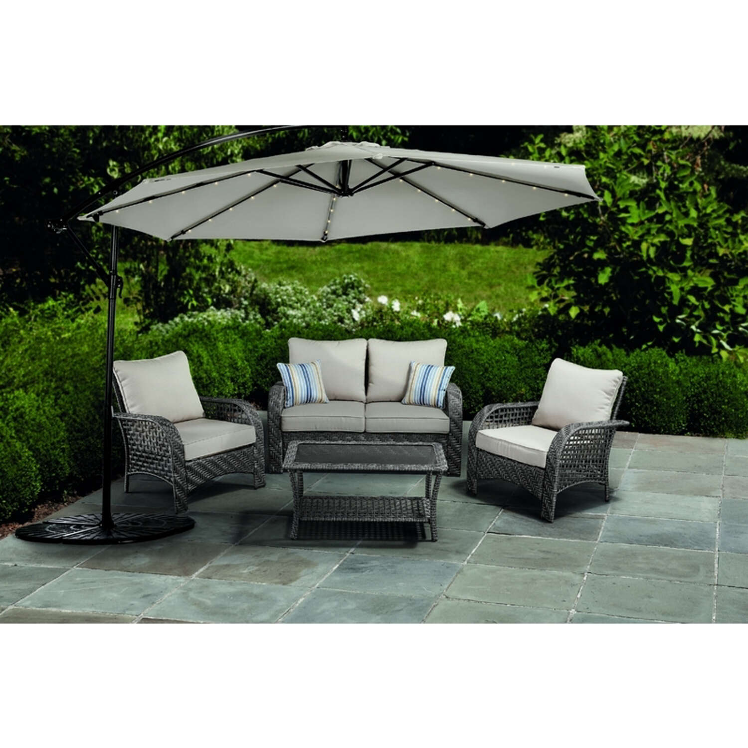 Living Accents Willow 4 pc Gray Steel Patio Set Beige