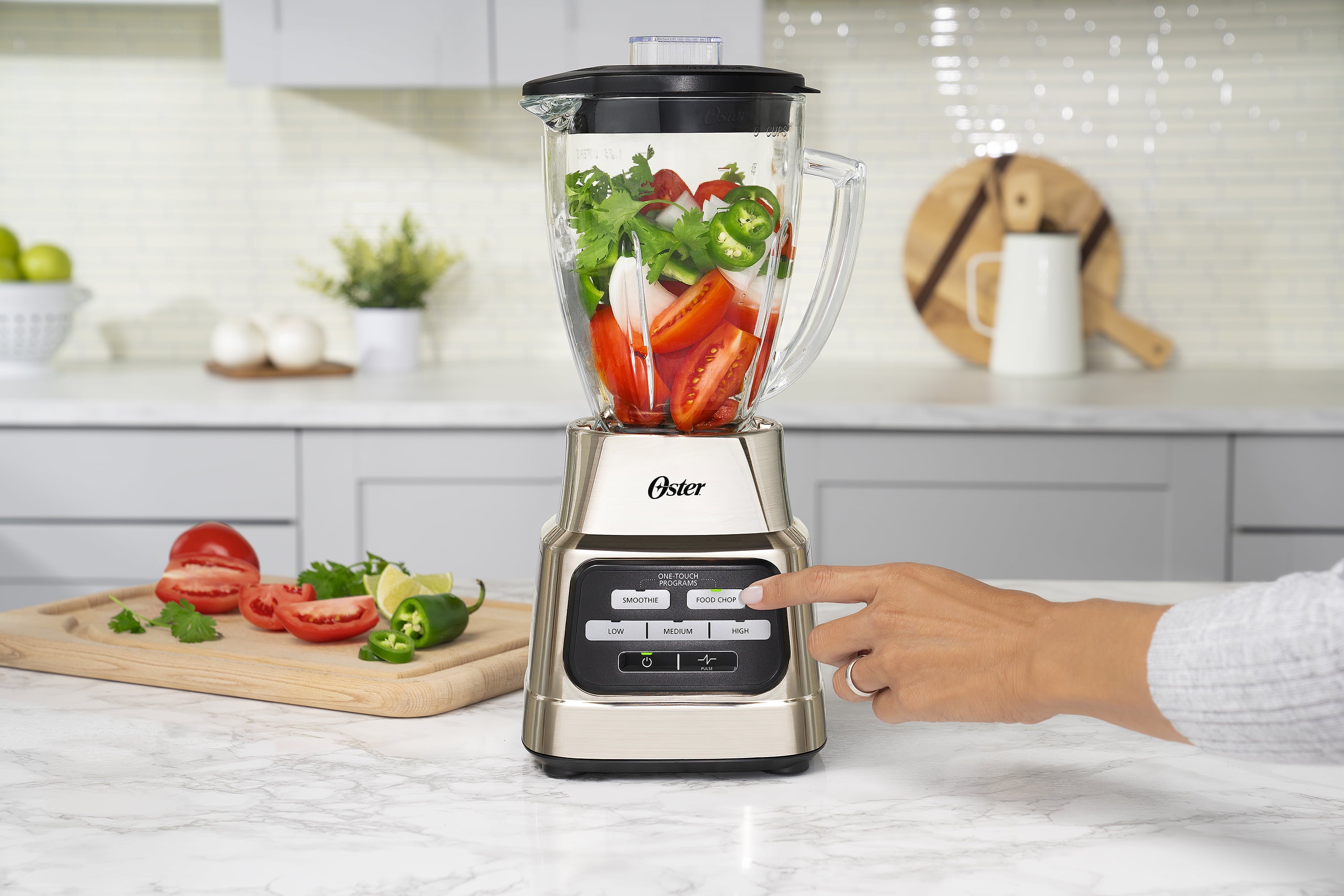 Oster One-Touch Blender with Auto-Programs and 6-Cup Boroclass Glass Jar