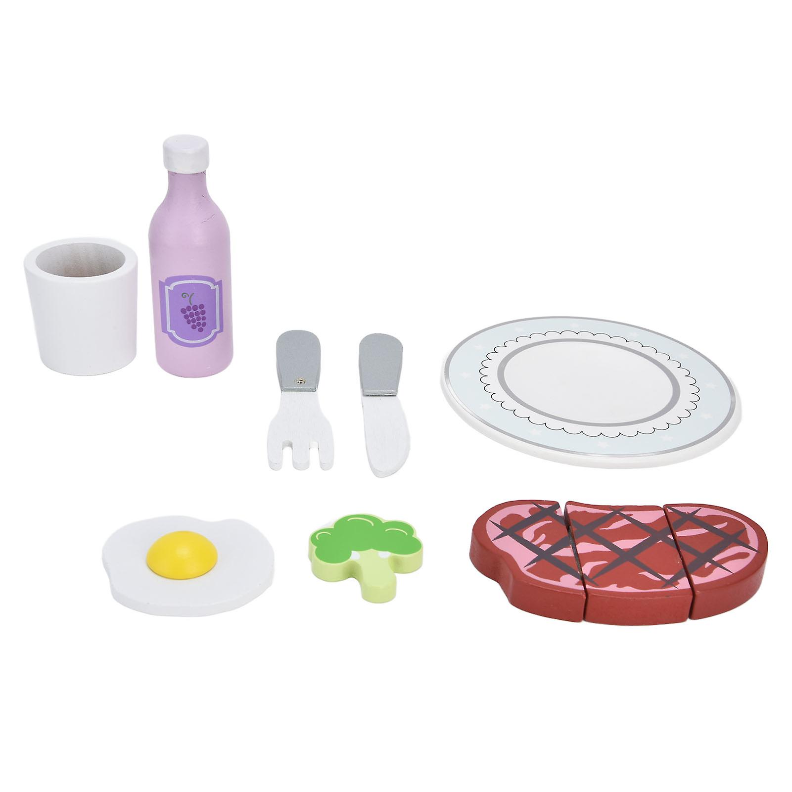 Kitchen Food Toys Steak Vegetable Omelette Simulation Kitchenware Play Set For Childrenoxyqblue