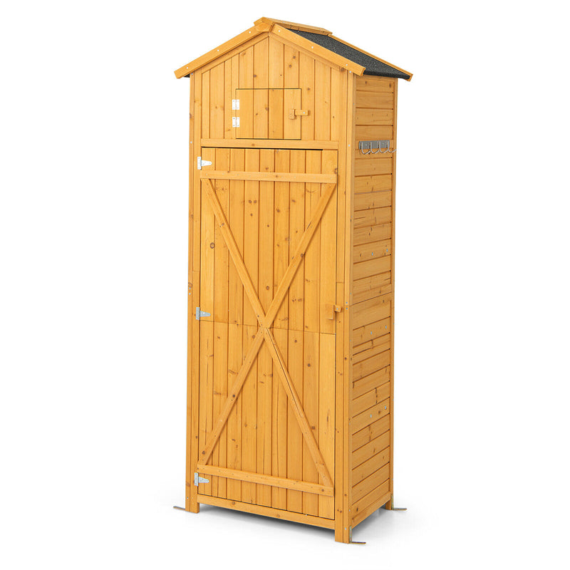 Outdoor Storage Shed Wooden Tool Room Waterproof Garden Storage Cabinet with Lockable Doors & Foldable Table