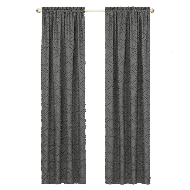 Kate Aurora Contemporary Geometric Shabby Diamond Clipped Rod Pocket Single Window Curtain Panel