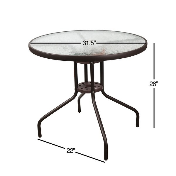 Garden Elements Outdoor Wave Glass Courtyard Restaurant Furniture Circular Steel Table