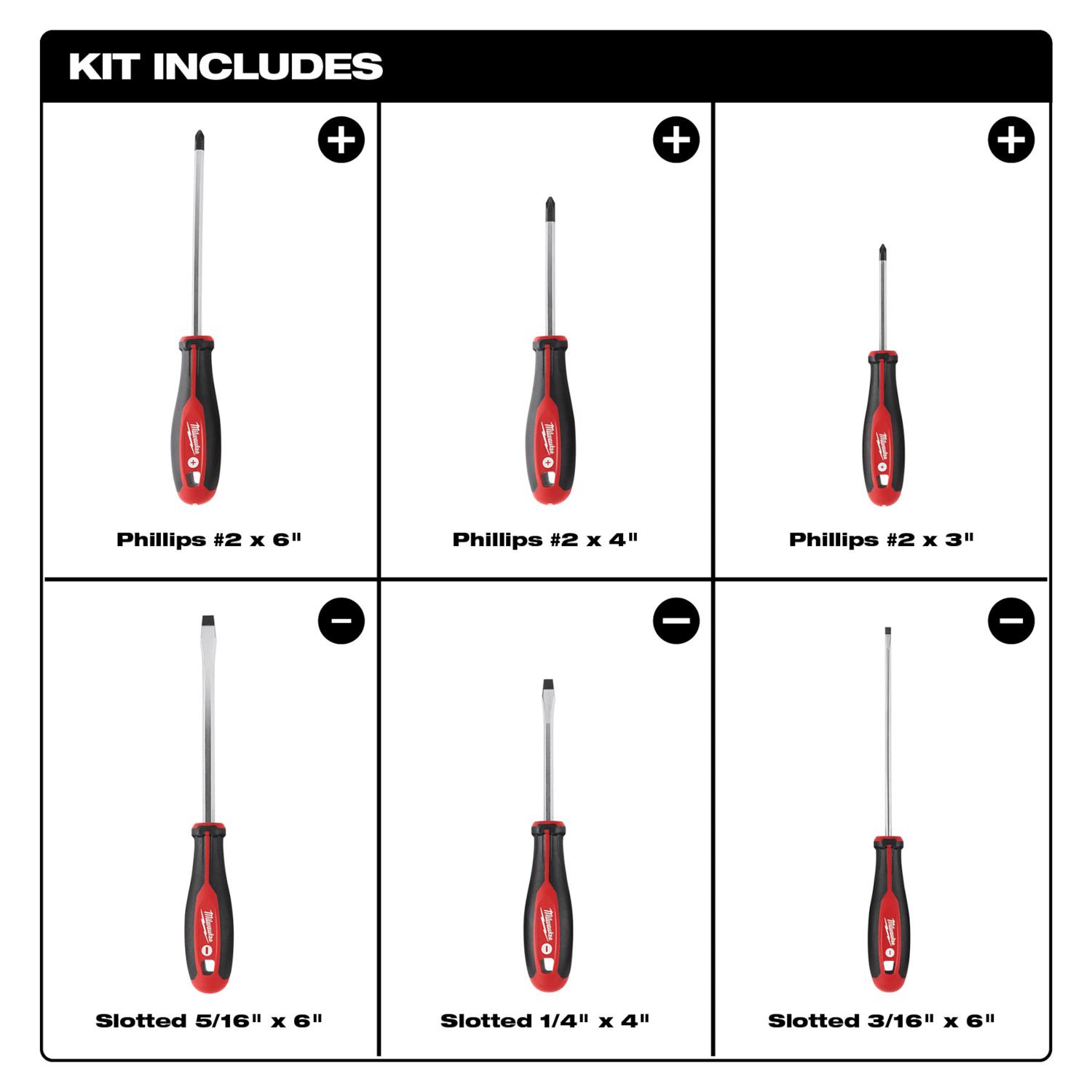 MW Phillips/Slotted Screwdriver Kit 6 pc