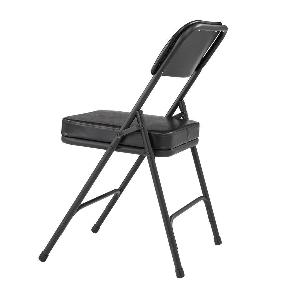 National Public Seating 3200 Series Premium 2 in. Vinyl Upholstered Double Hinge Folding Chair Black (Pack of 2) 3210