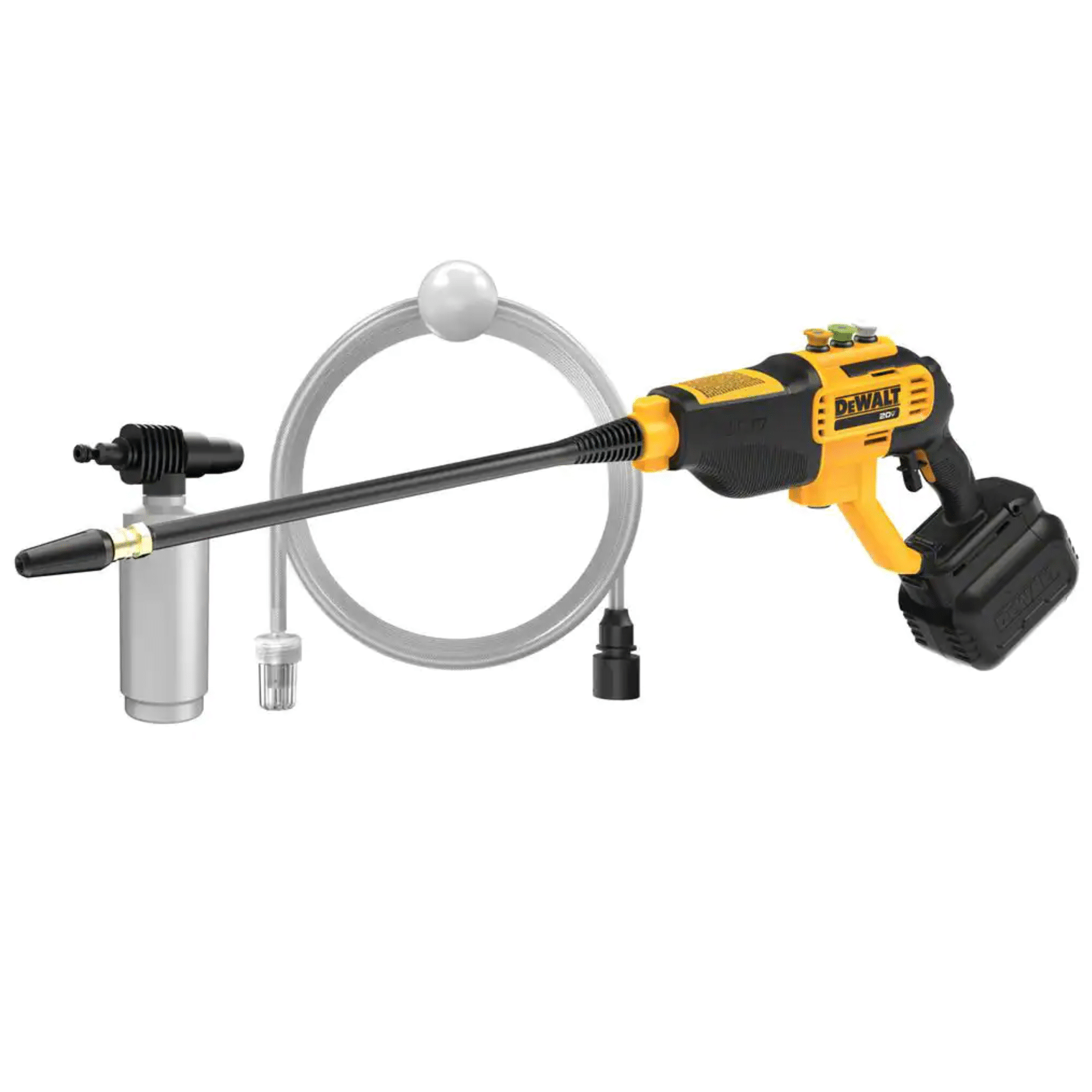 Dewalt 20V Max 550PSI， 1.0GPM Cold Water Cordless Electric Power Cleaner with 4 Nozzles， 5.0 Ah Battery and Charger (DCPW550P1)