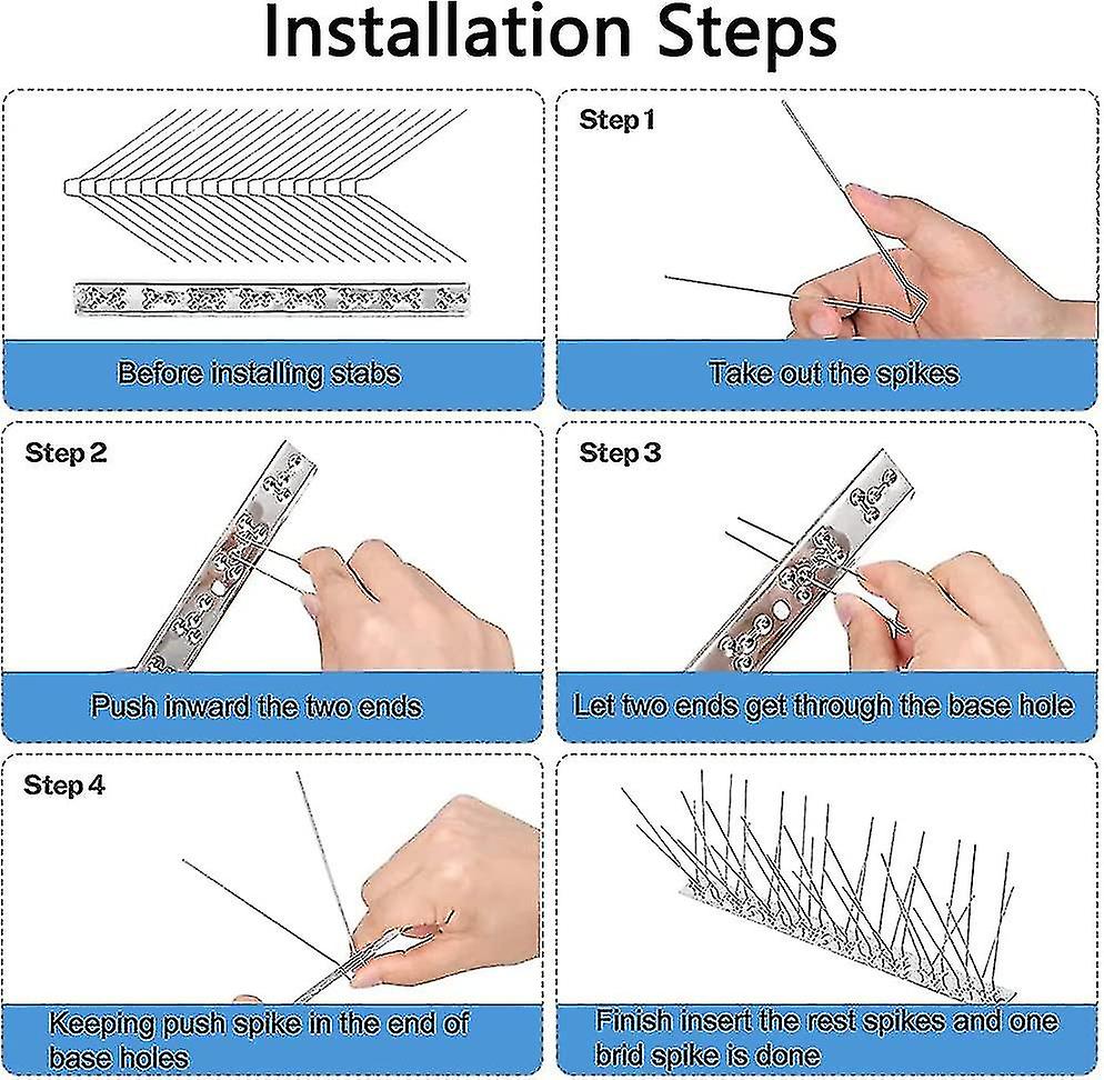 4 Pieces Stainless Steel Bird Spikes， Steel Bird Spikes， Anti-pigeon Spikes， Bird Repellent Spikes， For Balcony Roofs And Windows， 33 Cm