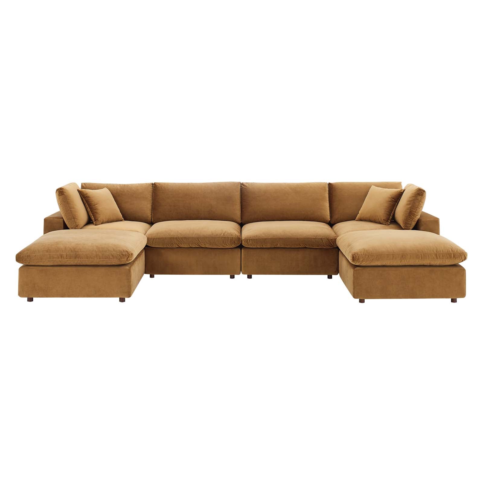 Modway Commix Down Filled Overstuffed Performance Velvet 6-Piece Sectional Sofa, Multiple Colors