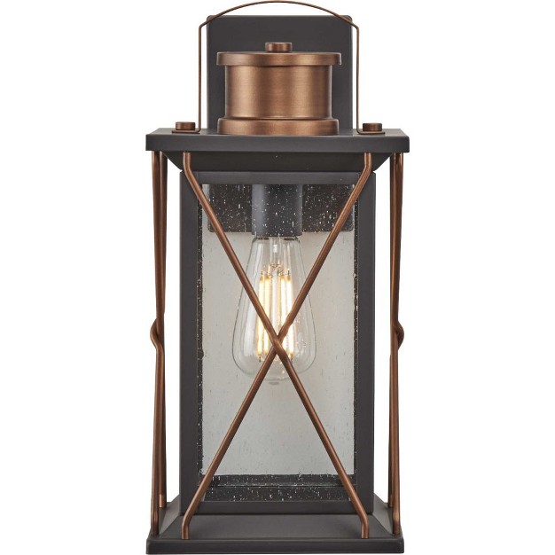 Progress Lighting Barlowe 1 light Small Wall Lantern In Antique Bronze With Clear Seeded Glass Shade