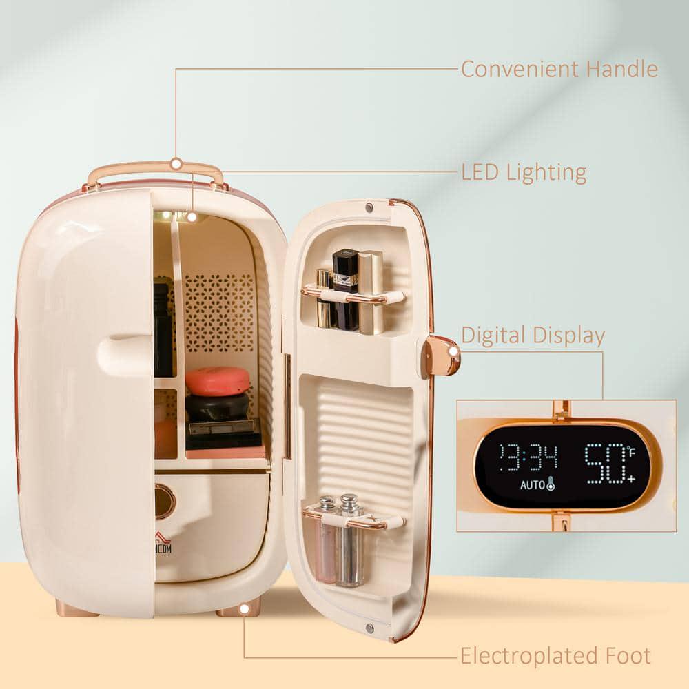 HOMCOM Portable Professional Skincare Mini Fridge in White with 12L Cooler and Warmer Beauty