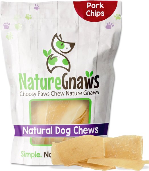 Nature Gnaws 3 to 4-inch Chips Pork Skin Flavored Dog Treats， 8 count