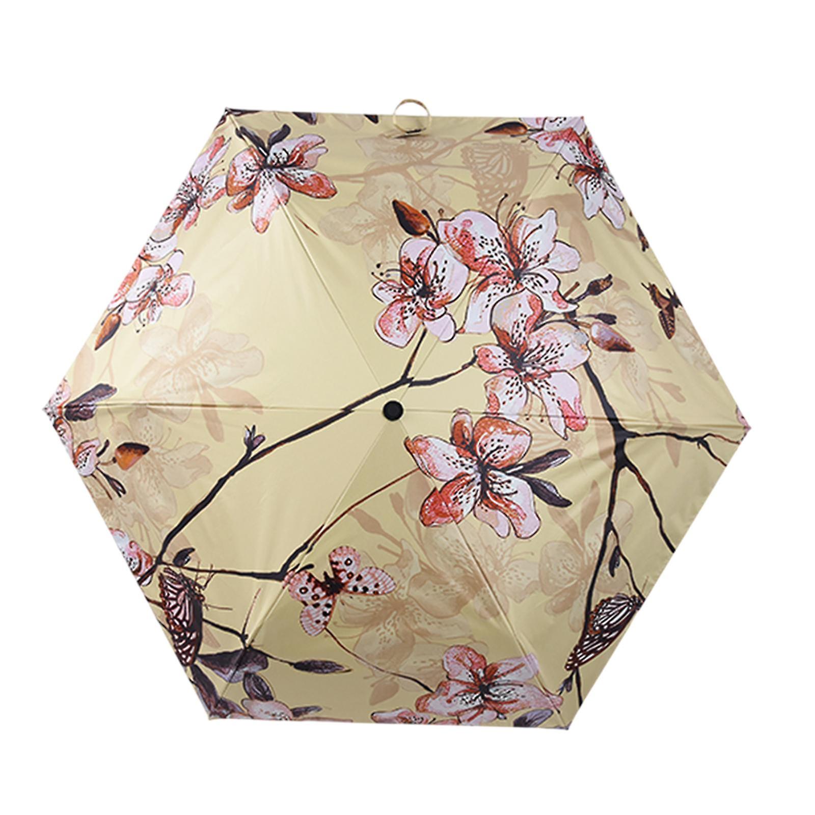 Compact Umbrella Lightweight Compact Manual Open And Close Umbrella For Rain Yellow With Coating