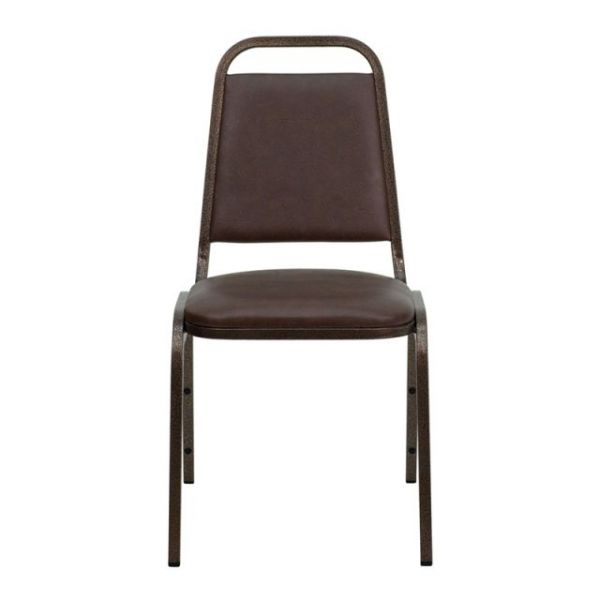 Flash Furniture HERCULES Series Trapezoidal Back Stacking Banquet Chair with Brown Vinyl and 1.5'' Thick Seat - Copper Vein Frame [FD-BHF-2-BN-GG]