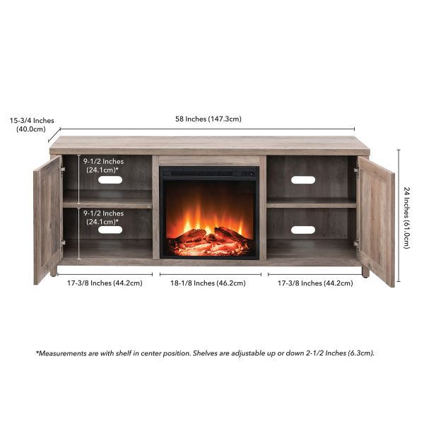 Granger Rectangular TV Stand with Log Fireplace for TV's up to 65