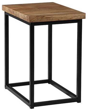 Ames Solid Wood Modern Chairside End Table in Natural and Black   Industrial   Side Tables And End Tables   by Timeout PRO  Houzz