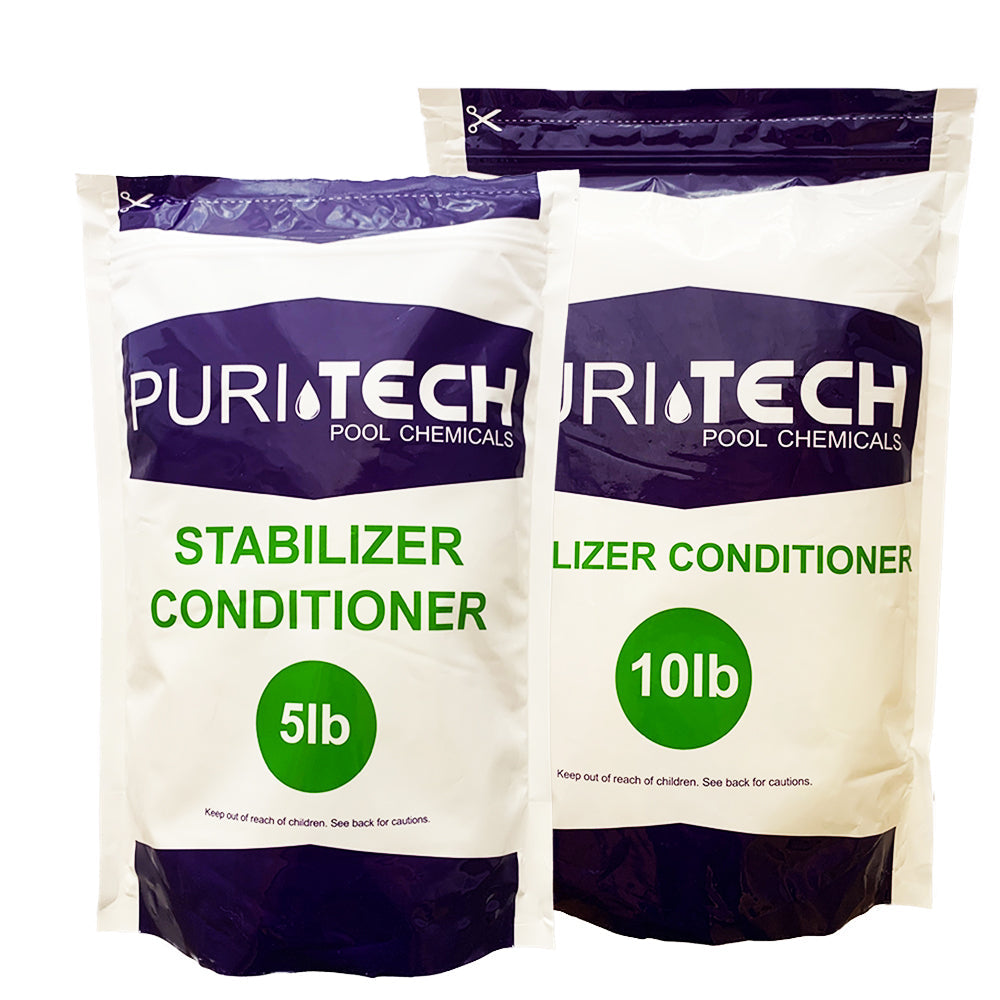 Puri Tech Pool Chemicals 15 lbs Stabilizer Conditioner Cyanuric Acid UV Protection for Swimming Pools and Spas Protects Improves the Effectiveness of Chlorine Resealable Bag