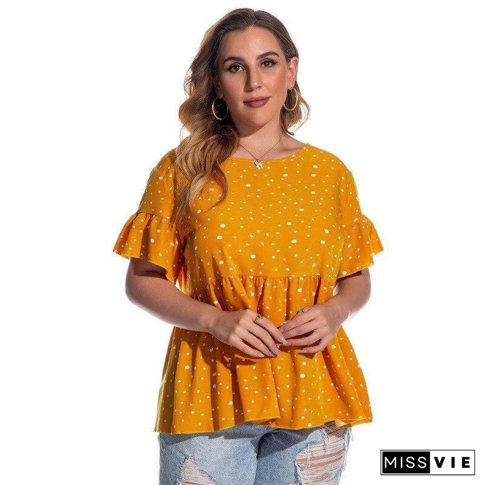 Summer Oversized T-shirt Women Plus Size Tops Print Dot Tshirts Oversize Loose T Shirt Tee Shirt Female 4XL