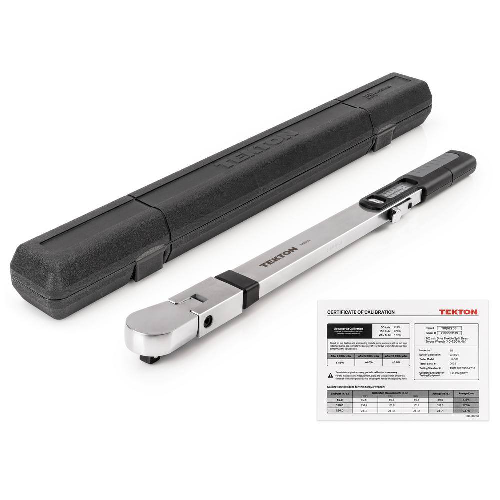 TEKTON 12 in. Drive 72-Tooth Split Beam Torque Wrench (40-250 ft.lbs.) TRQ62203