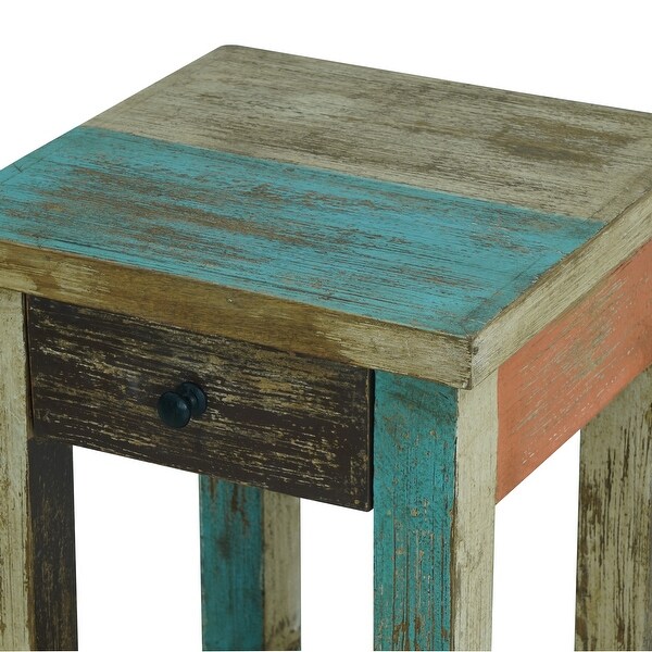 Meader Mango Wood Handmade Distressed Large Side Table by Christopher Knight Home