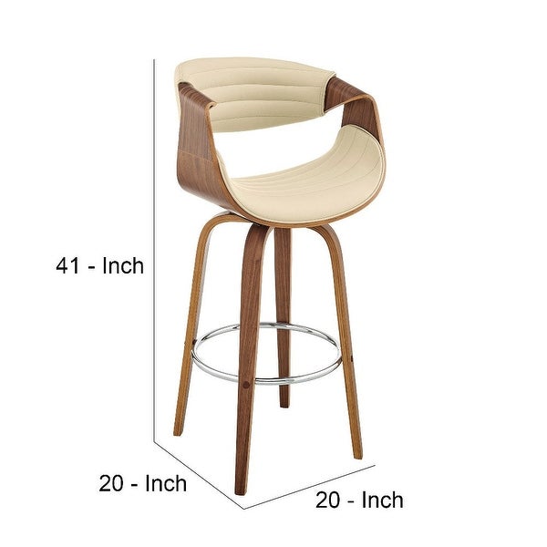 Swivel Bar Stool with Leatherette Bucket Seat - 20 L x 20 W x 41 H Inches